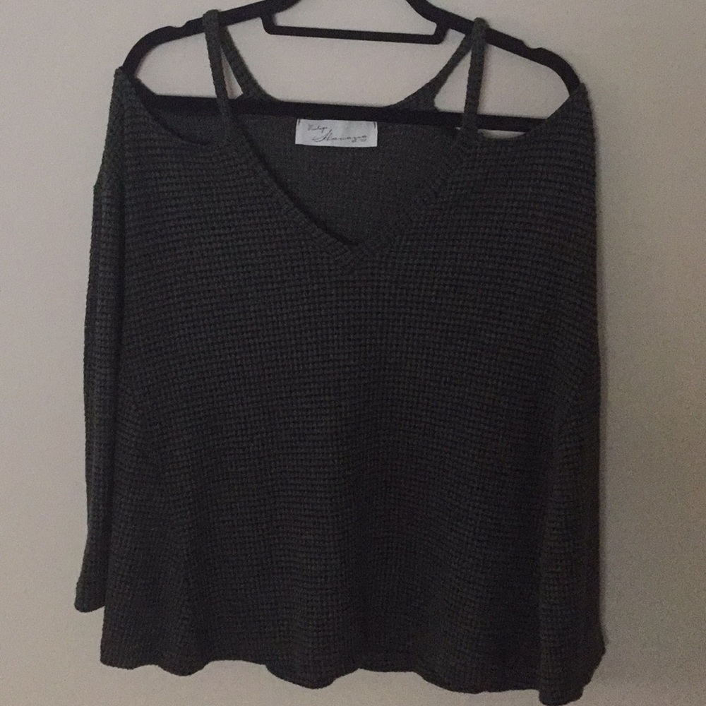 Vintage Havana Cold Shoulder Waffle-Knit Shirt